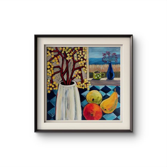 Still life with white pot