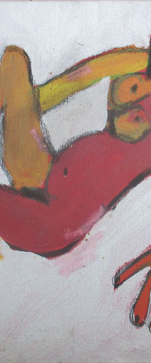 expressive nude on canvas acryl mixed media 11,8 x 11,8 inch by Sonja Zeltner-Müller