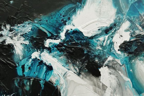 Turquoise Oceans 240cm x 100cm Textured Abstract Art