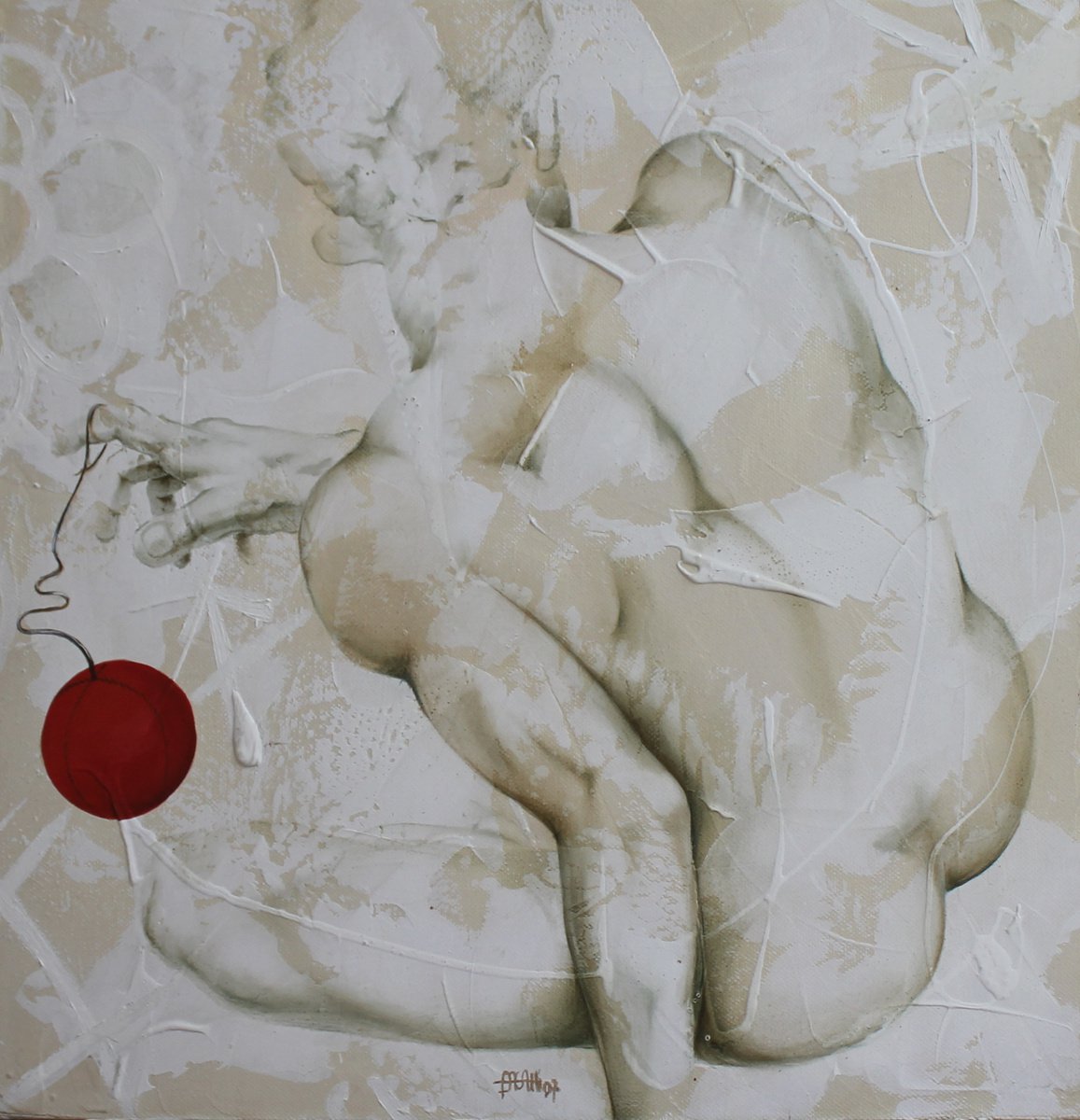 Portrait Oil Painting By Nicoletta Bagatti, 16 X 16", Liberamente, Original Artwork