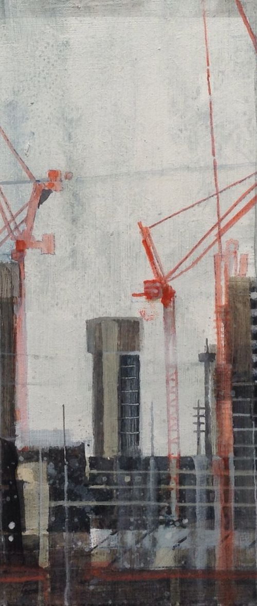 Construction site at dawn, Battersea 25 Mar by Julian Sutherland-Beatson