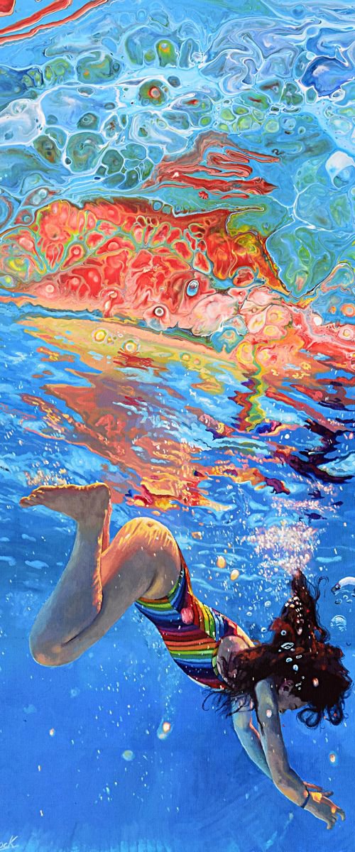 Underwater Painting - Chasing Rainbows by Abi Whitlock