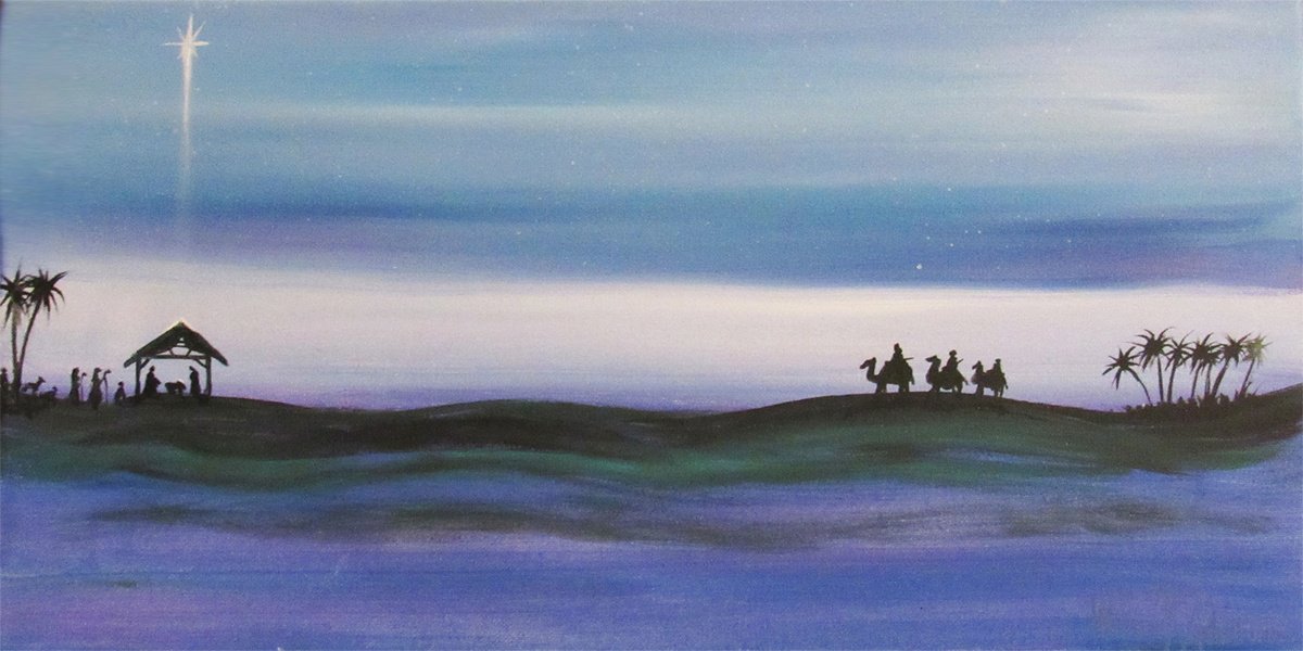 Impressionistic Portrait Acrylic Painting By William F. Adams, 20 X 10", Away In The Manger... And ..., Original Artwork