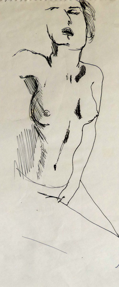 Erotic drawing 30, ink on paper 21x29 cm by Frederic Belaubre