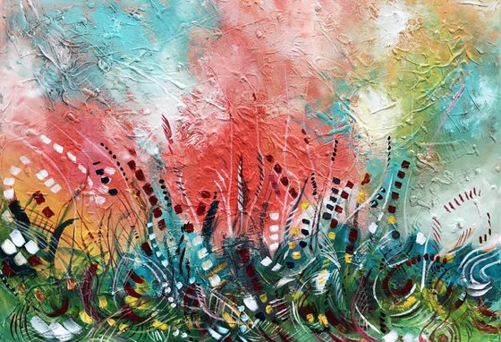 " Unusual garden "  Abstract art // Acrylic painting 70x100cm , textured // large art // painting // original art //