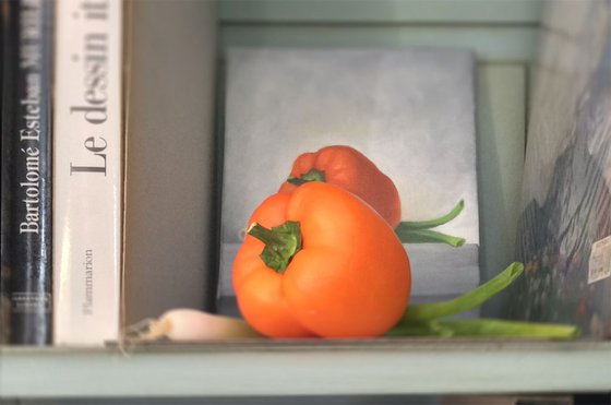Still life with sweet pepper and onion