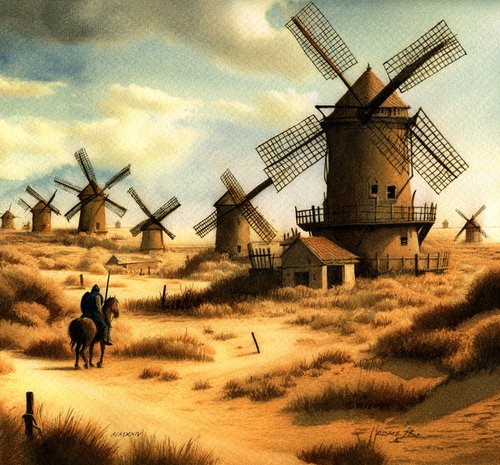Don Quixote and the Windmills II by REME Jr.