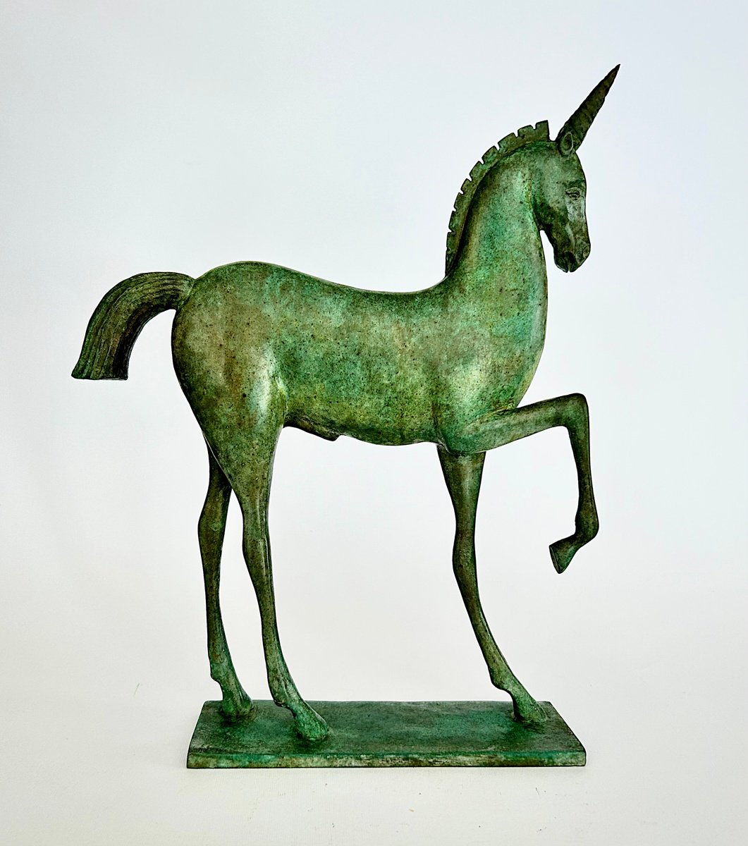 Expressive Animal Bronze Sculpture By Gor Avetisyan, 2 X 12, Unicorn Ii, Original Artwork