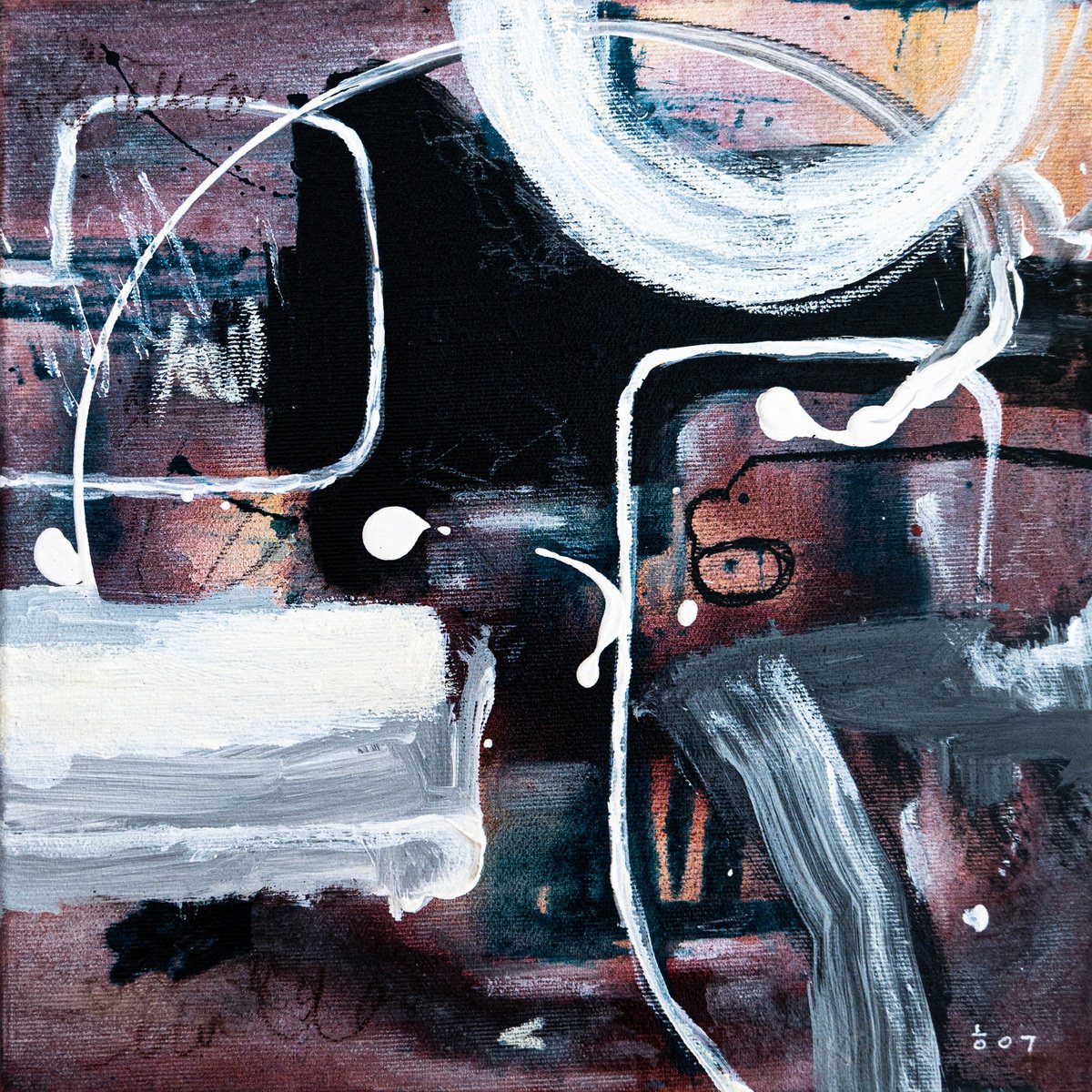 Abstract Acrylic Painting By Hyunah Kim, 12 X 12, Spiel Ii, Original Artwork