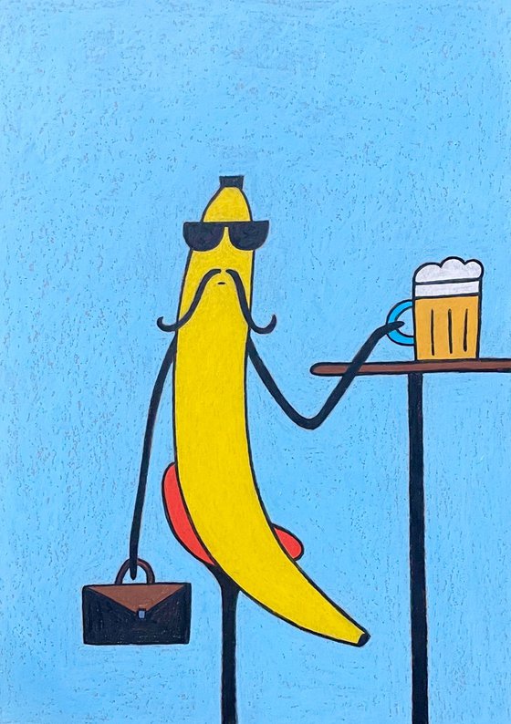 Banana secret agent in the bar