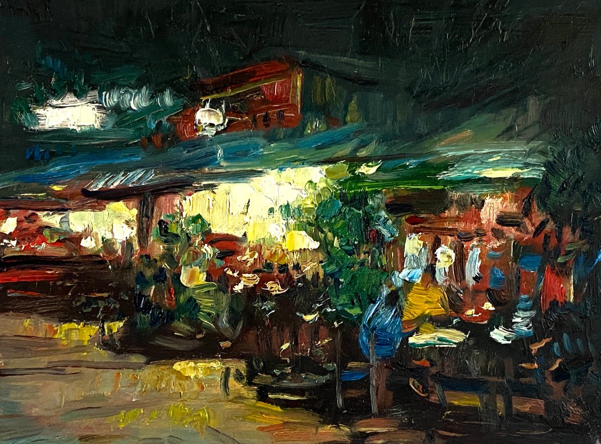 Impressionistic Landscape Oil Painting By Paul Cheng, 12 X 9", Evening Glow, Original Artwork