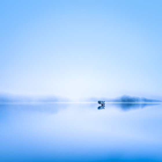 Solitude in Blue  - Extra large minimalist Sky Blue Canvas