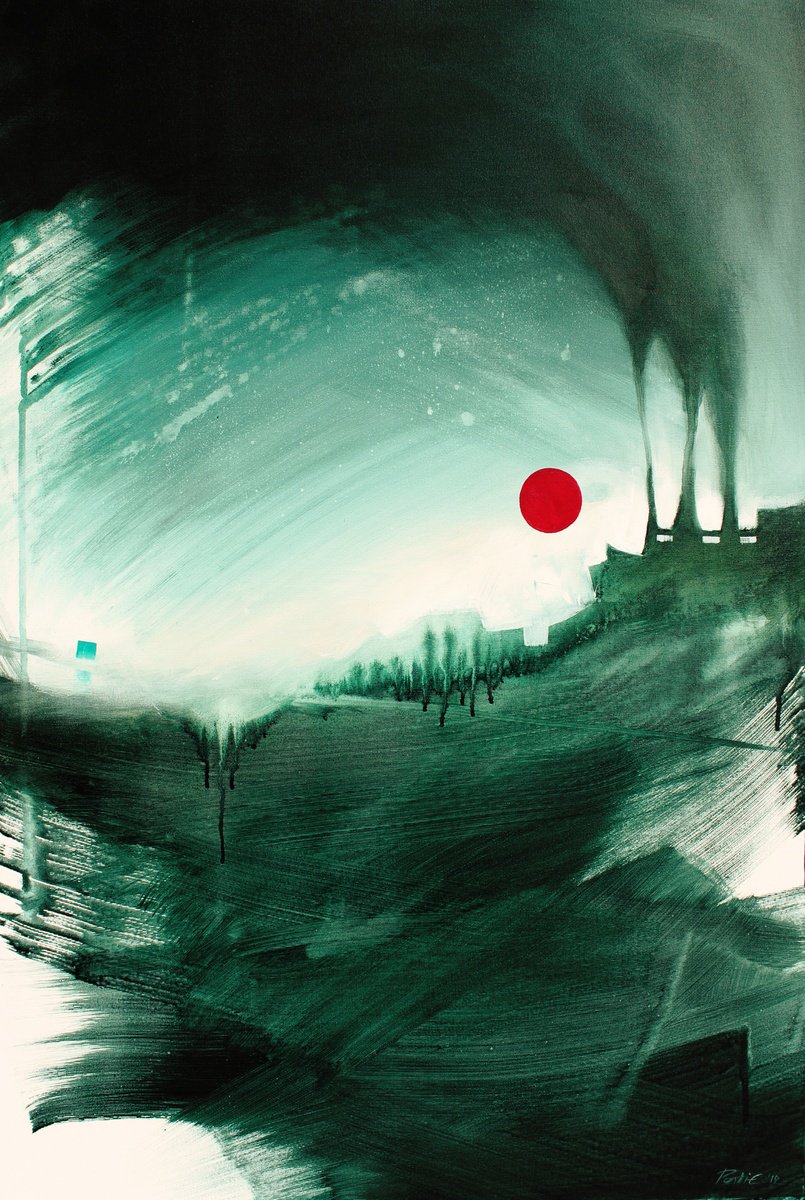 Abstract Landscape Acrylic Painting By Emma Pesti, 28 X 39, Non Believer Ii, Original Artwork