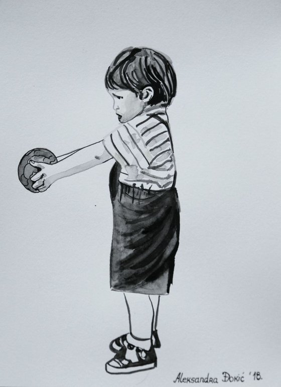 Boy with a ball / 28.7 X 21 cm