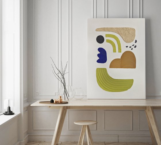 "Bay 5" Green blue abstract textured art