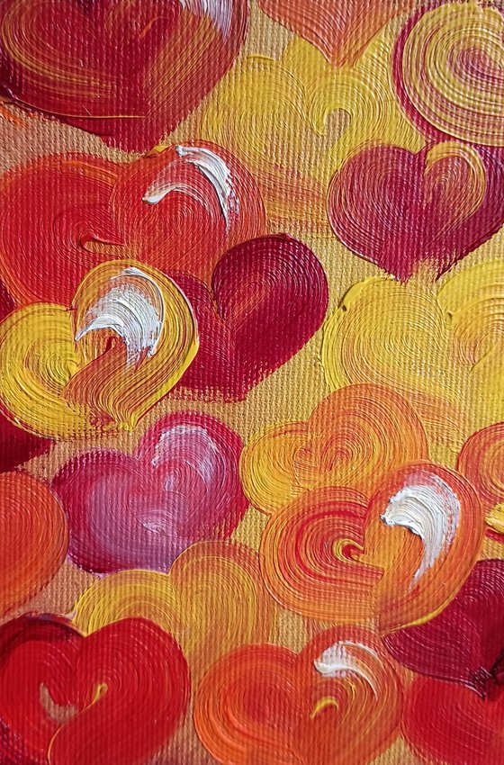 Heart rhythm - love you, oil painting, love, lovers, heart, for woman, gift for lovers, in love