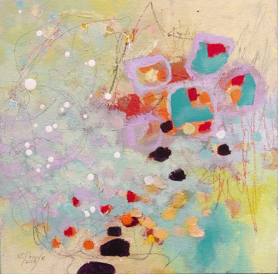 Moment paisible - Original mixed-media small abstract painting - Ready to hang