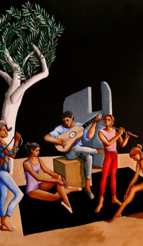 Musicians In Archaic Landscape by Paul Rossi