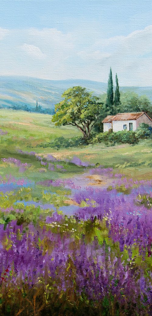 Provence landscape Oil painting Original Art 28 x 24 by Tetiana Vysochynska