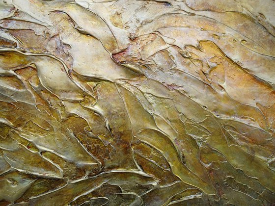FELICITY. Large Abstract  XXL Gold Textured 3D Painting