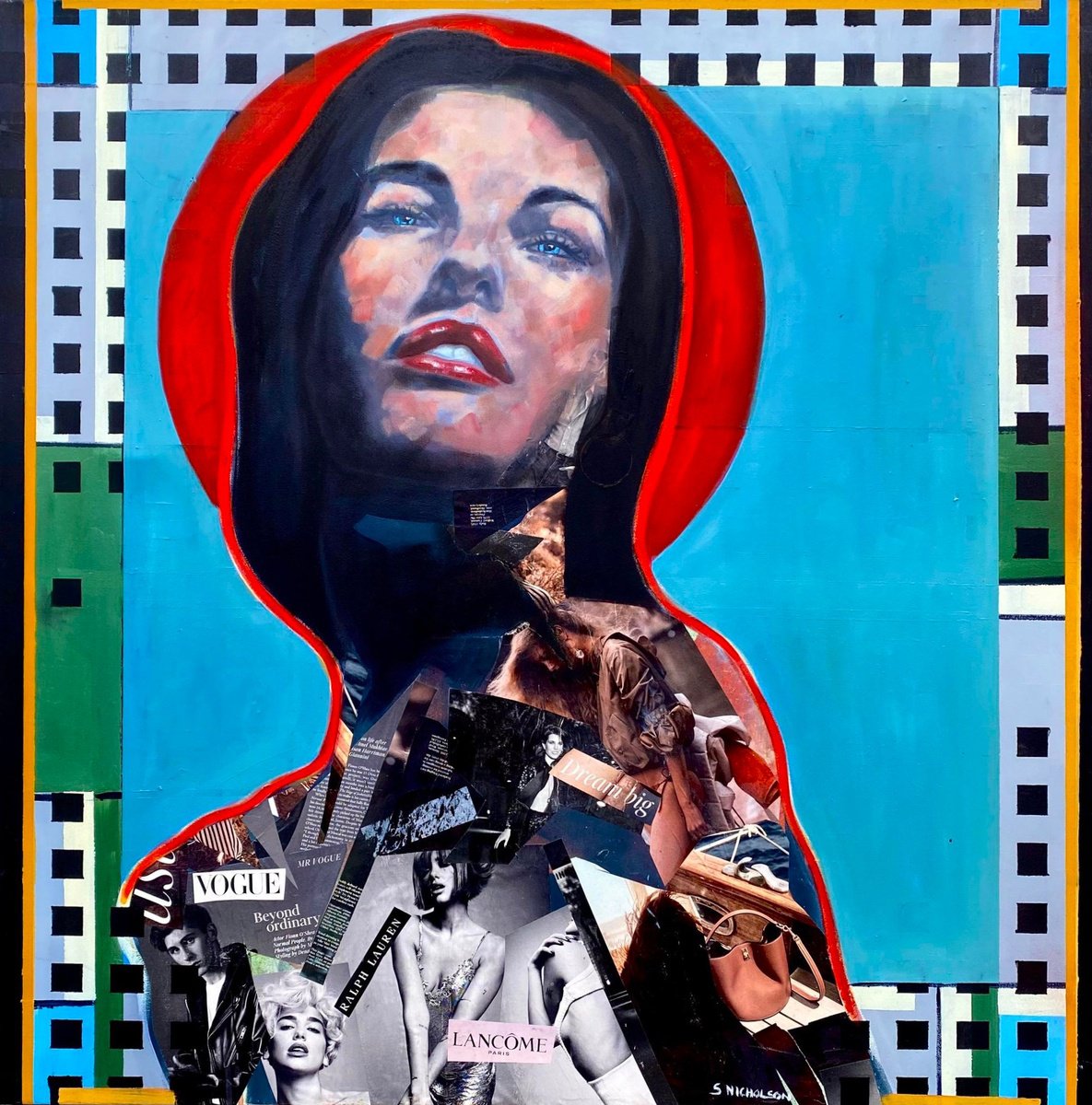 Abstract Portrait Painting By Stevie Nicholson, 39 X 39", Proud, Original Artwork