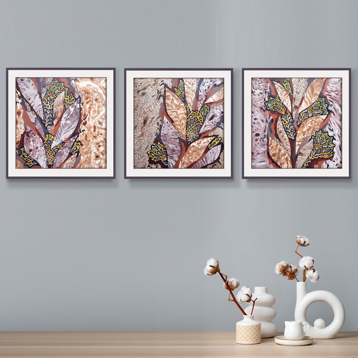 Royal Garden, Set Of 3 By Mariia Raskin, 30 X 10, Artwork For Sale On Artfinder