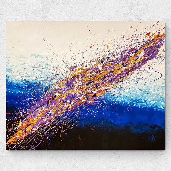 Alosika (H)122x(W)148 cm. Colorful Splash Abstract Painting
