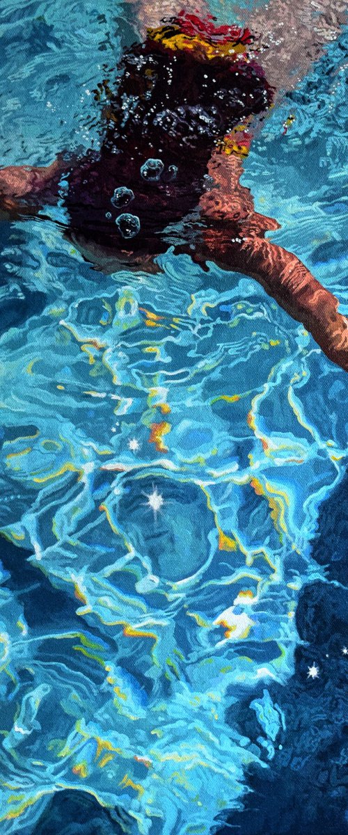 Amongst the Stars - Swimming Painting by Abi Whitlock