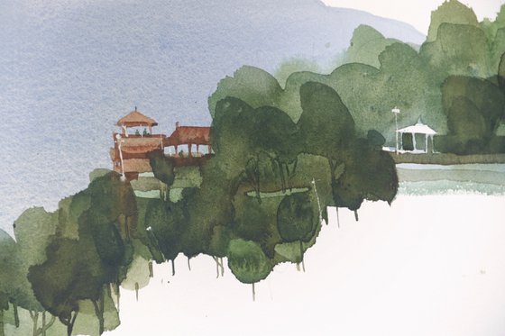 Himalayan cliff, house with view