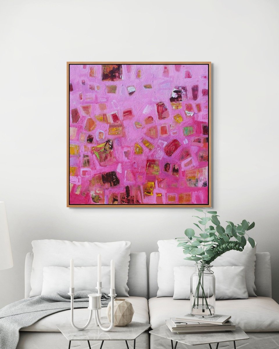 Urban And Pop Acrylic Painting , A Hint Of Strawberry By Sage Mountain Studio, 30 X 30, Artwork For Sale On Artfinder