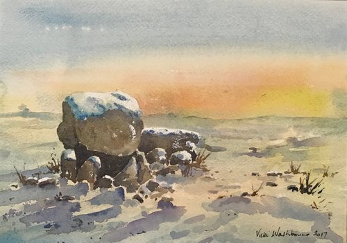 Sunset over King Arthur’s stone, North Gower by Vicki Washbourne