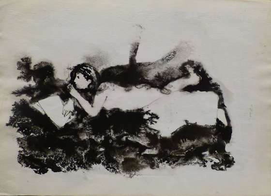 Nude Reading A Book, 23x32 cm
