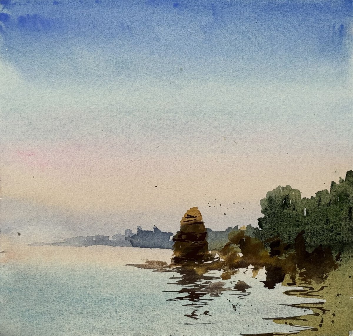 Impressionistic Watercolour , Seascape Sumer Plein Air By Yuliia Sharapova, 16 X 12, Artwork For Sale On Artfinder