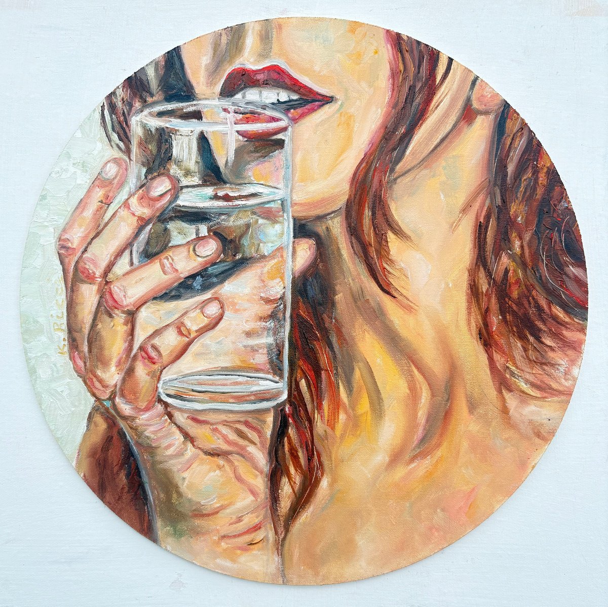 A Girl Drinking Water By Katia Ricci, 12 X 12, Artwork For Sale On Artfinder