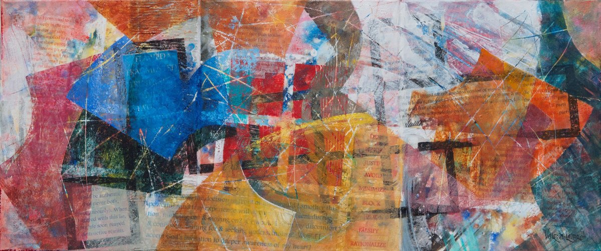 Organic Abstract Painting By Gina Valenti-Lazarchik, 33 X 14, Anxiety #2, Original Artwork