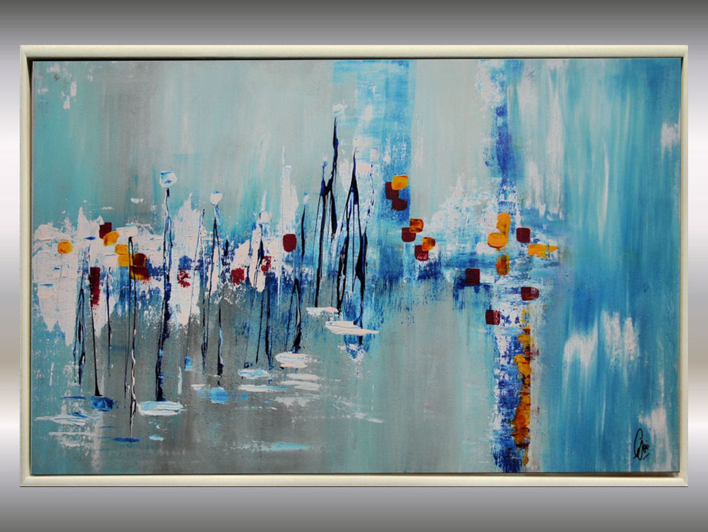 Sailboats In The Harbour Abstract Art Acryli Artfinder