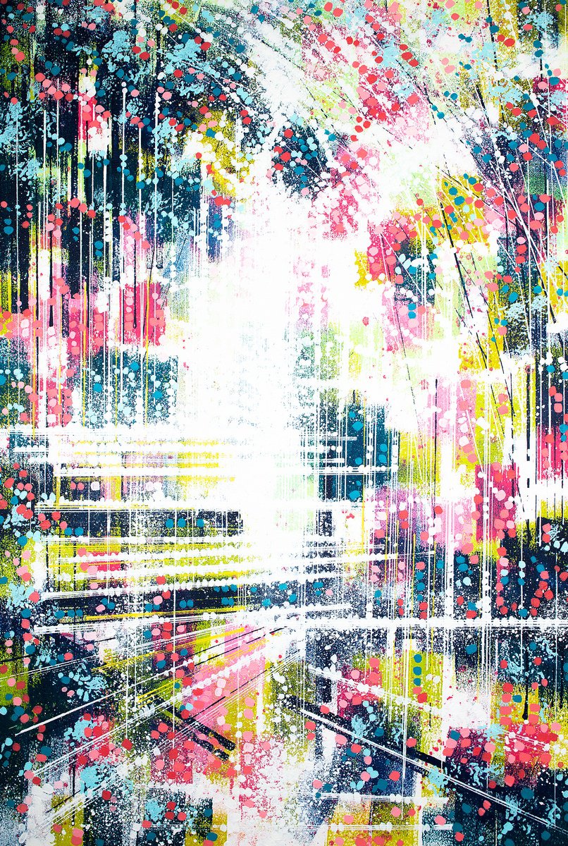 Abstract Landscape Acrylic Painting By Marc Todd, 24 X 36", Inspired By A Japanese Garden, Original Artwork