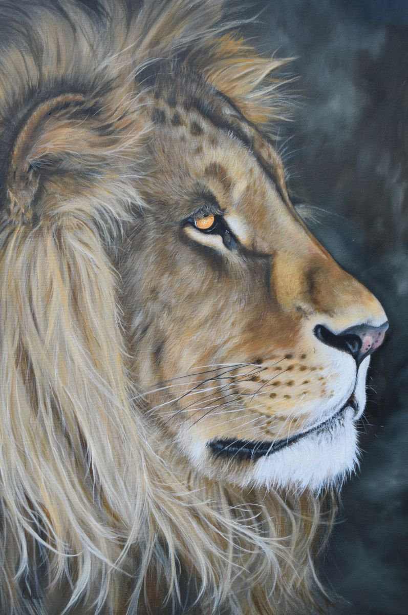 Expressive Animal Oil Painting By Nicola Colbran, 24 X 35", 
