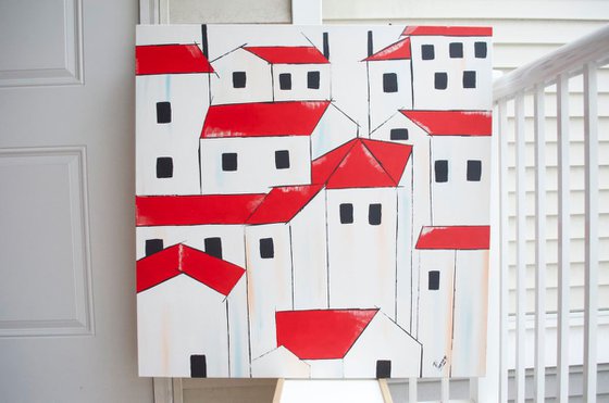 Acrylic - Red roofs