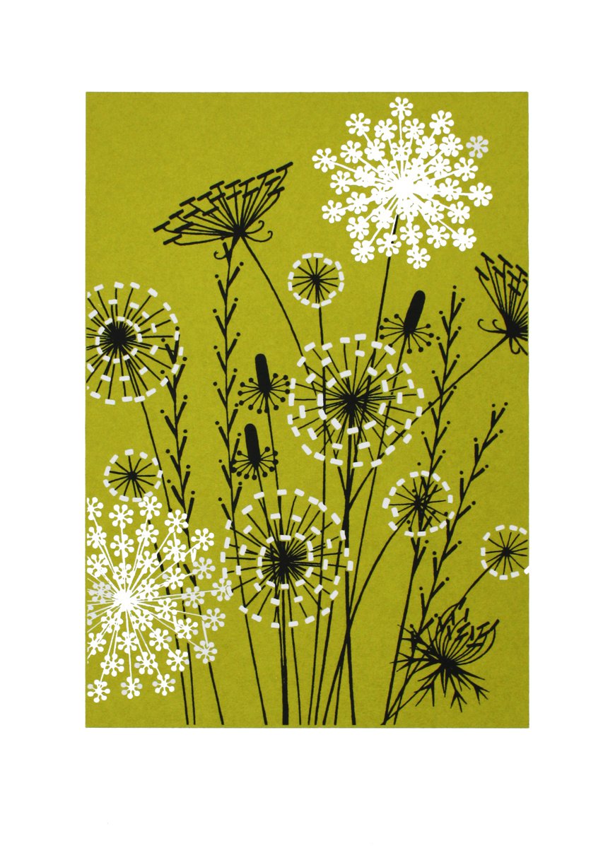 Illustrative Botanical Screenprint By Kath Edwards, 10 X 14", Sparklers (Green), Original Artwork