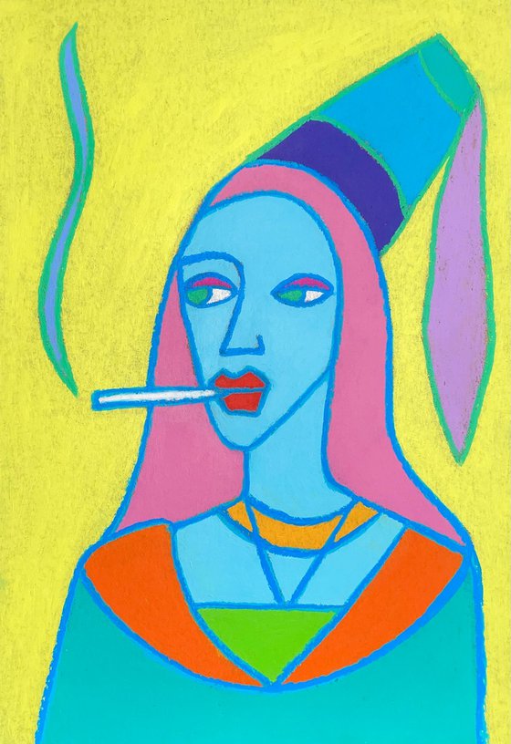 Naive Pop Art Renaissance woman portrait