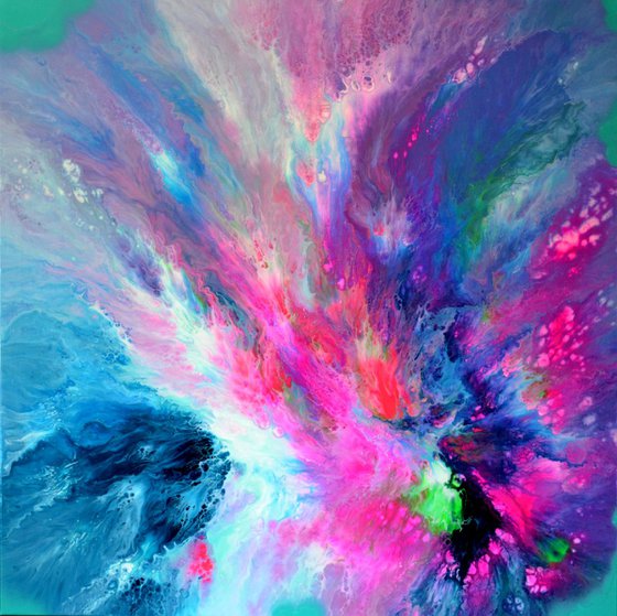 Dreaming in a Dream - XL 100x100 cm Big Painting,  Large Abstract Painting - Ready to Hang, Canvas Wall Decoration