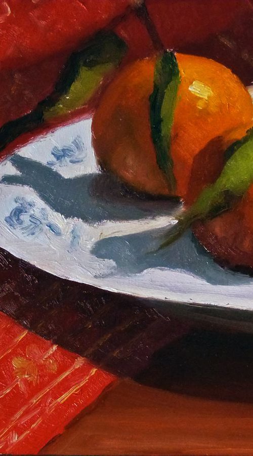 2 Tangerines in a Plate by Pascal Giroud