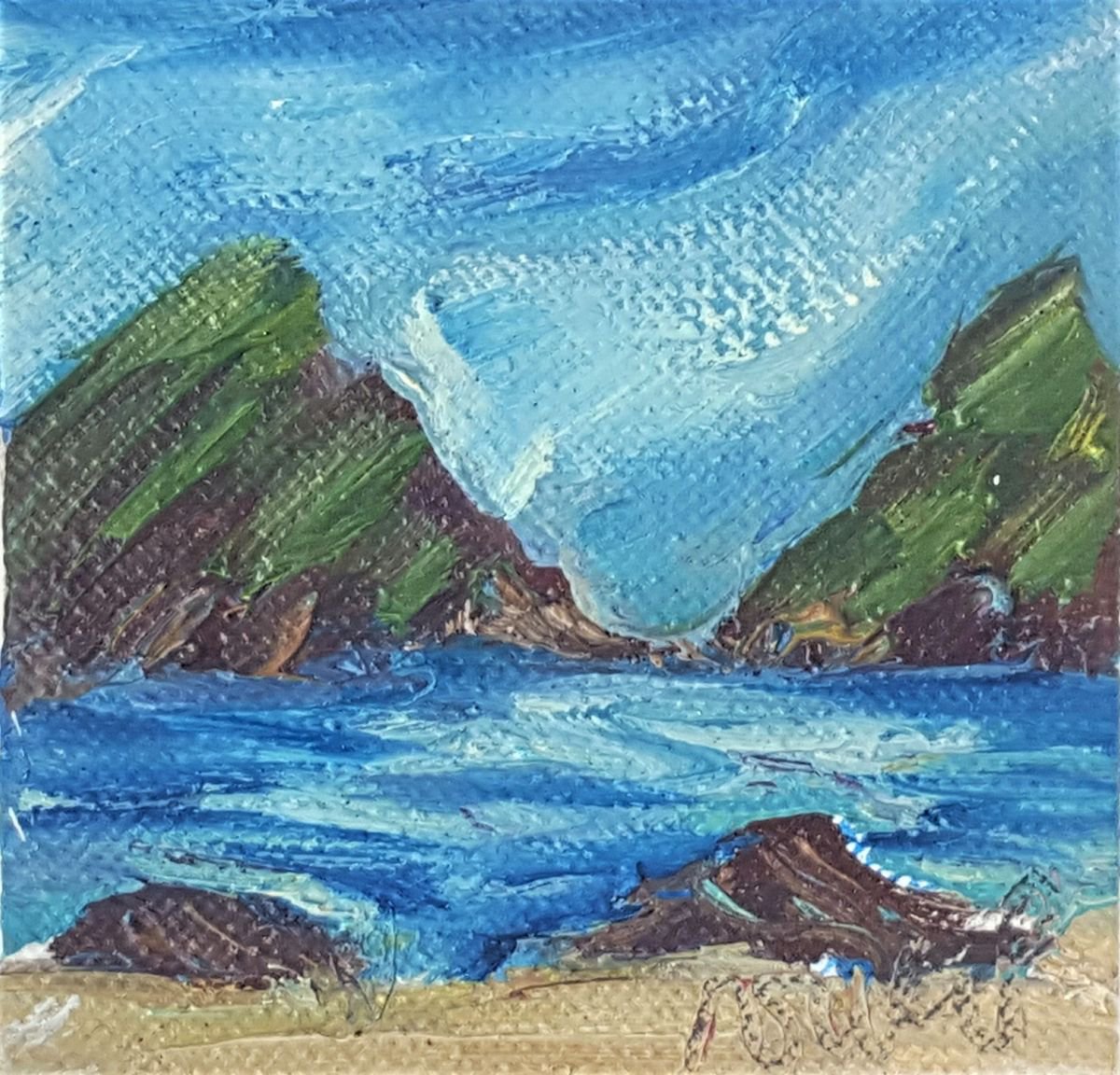 Blue skies on a summers day in Nohoval Cove, Cork REDUCED PRICE �65 by Niki Purcell - Irish Landscape Painting