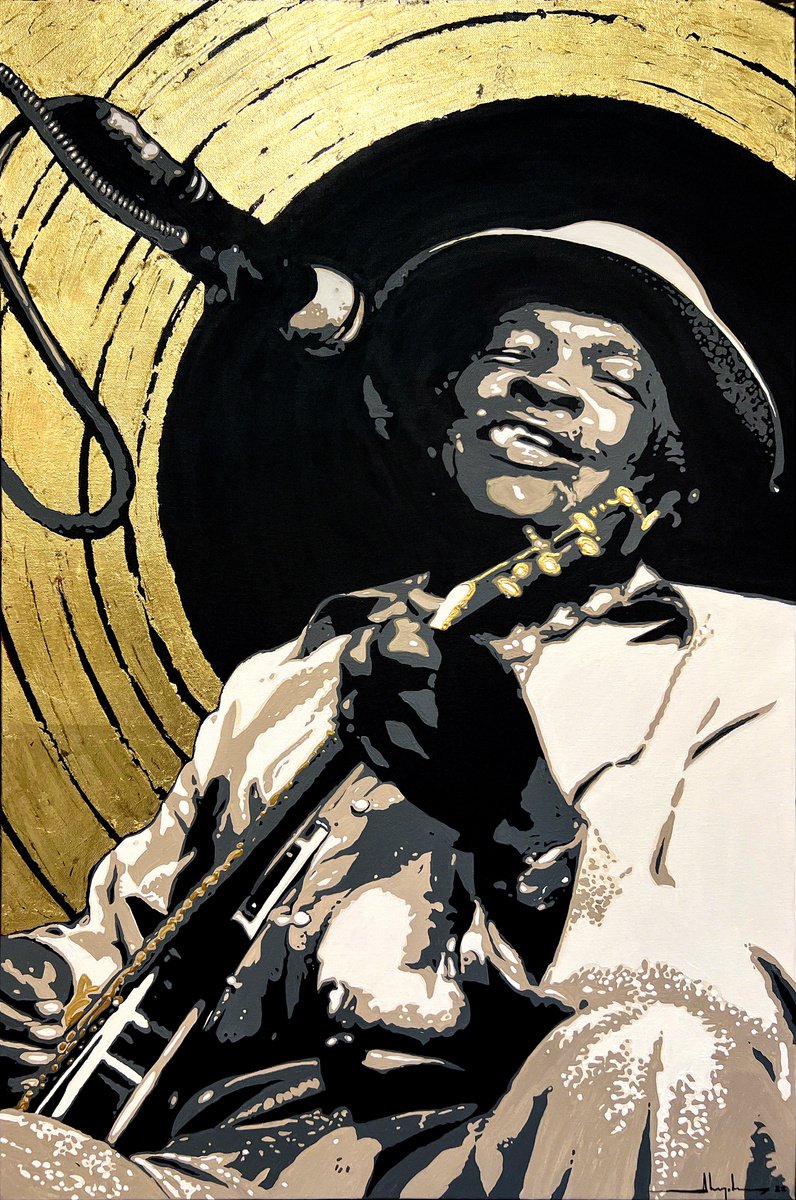 Urban And Pop Portrait Acrylic Painting By Alex Nizovsky, 24 X 36, John Lee Hooker, Original Artwork