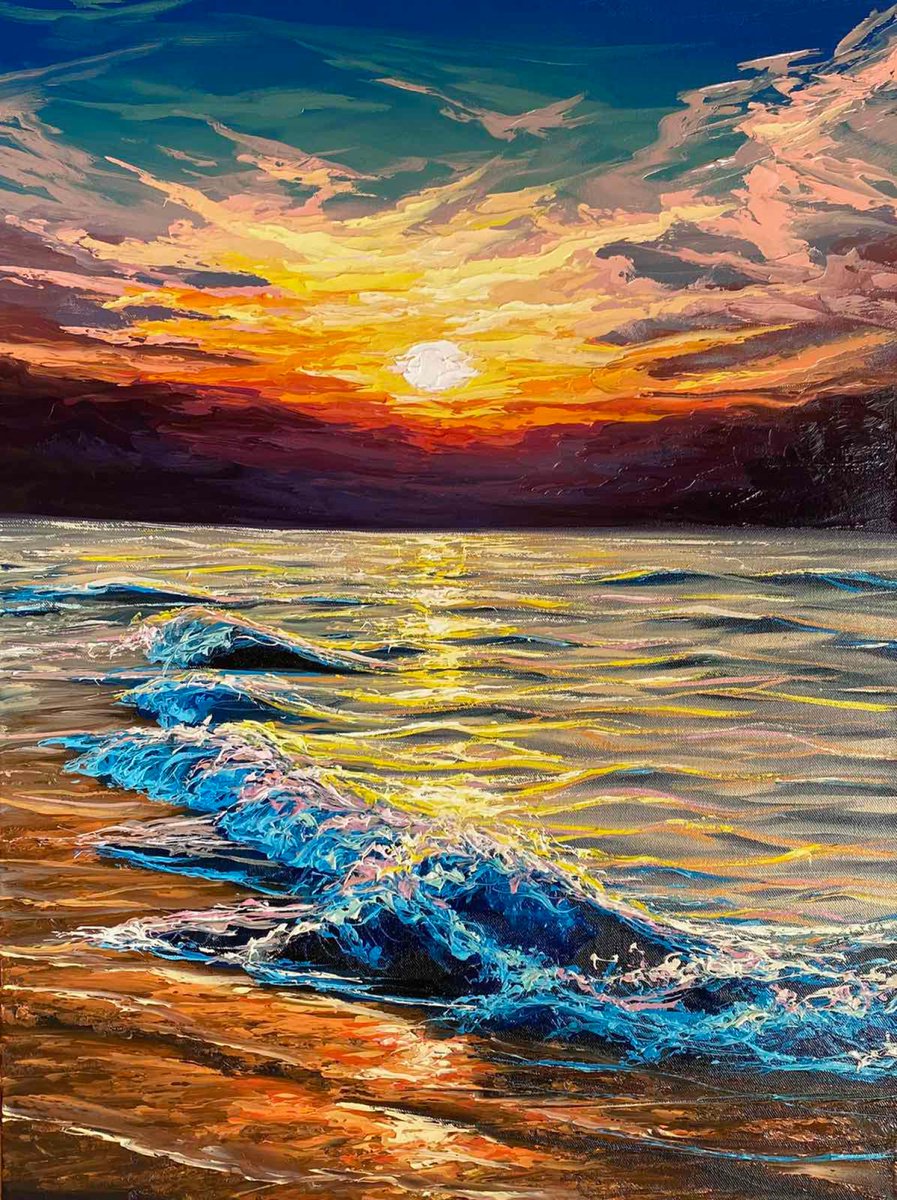 Bright sunset. Ocean by Elena Adele Dmitrenko