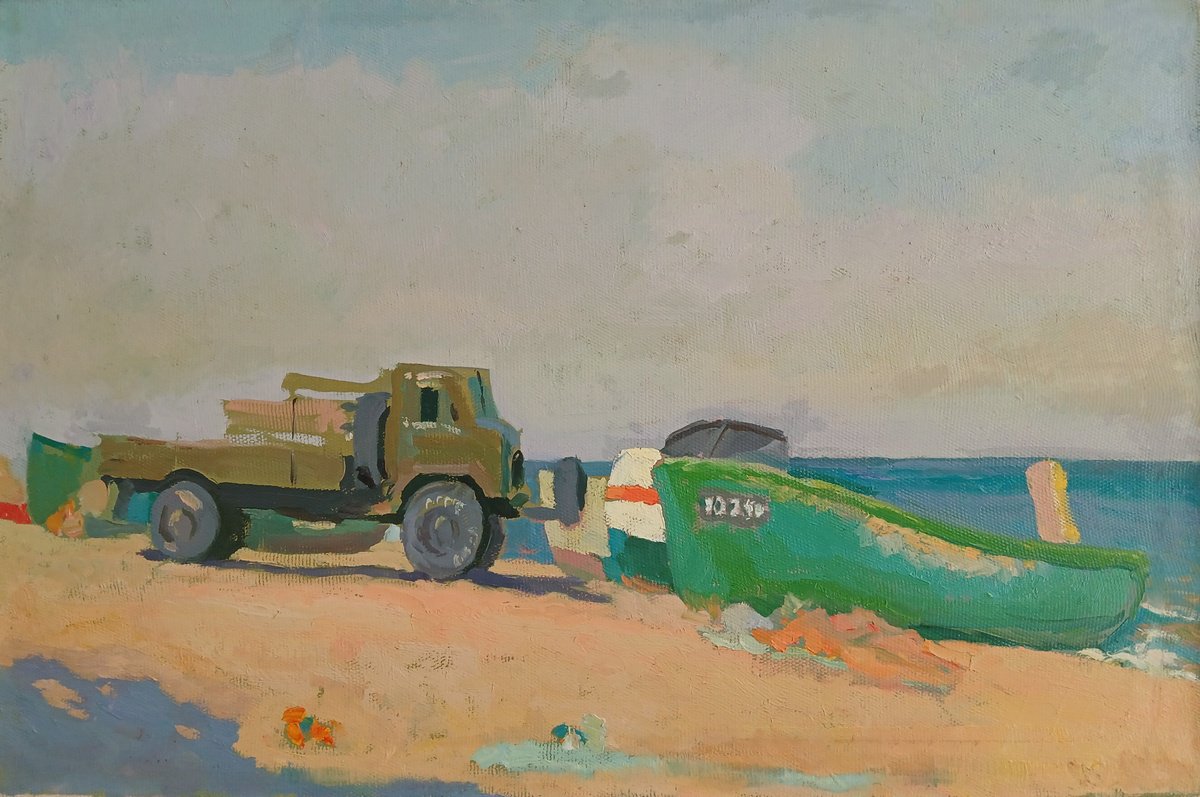 Impressionistic Landscape Oil Painting By Vasyl Koval, 24 X 16", Warm Rays, Original Artwork