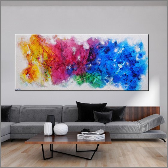 Inked Colour Pop 240cm x 100cm Colourfull Textured Abstract Art