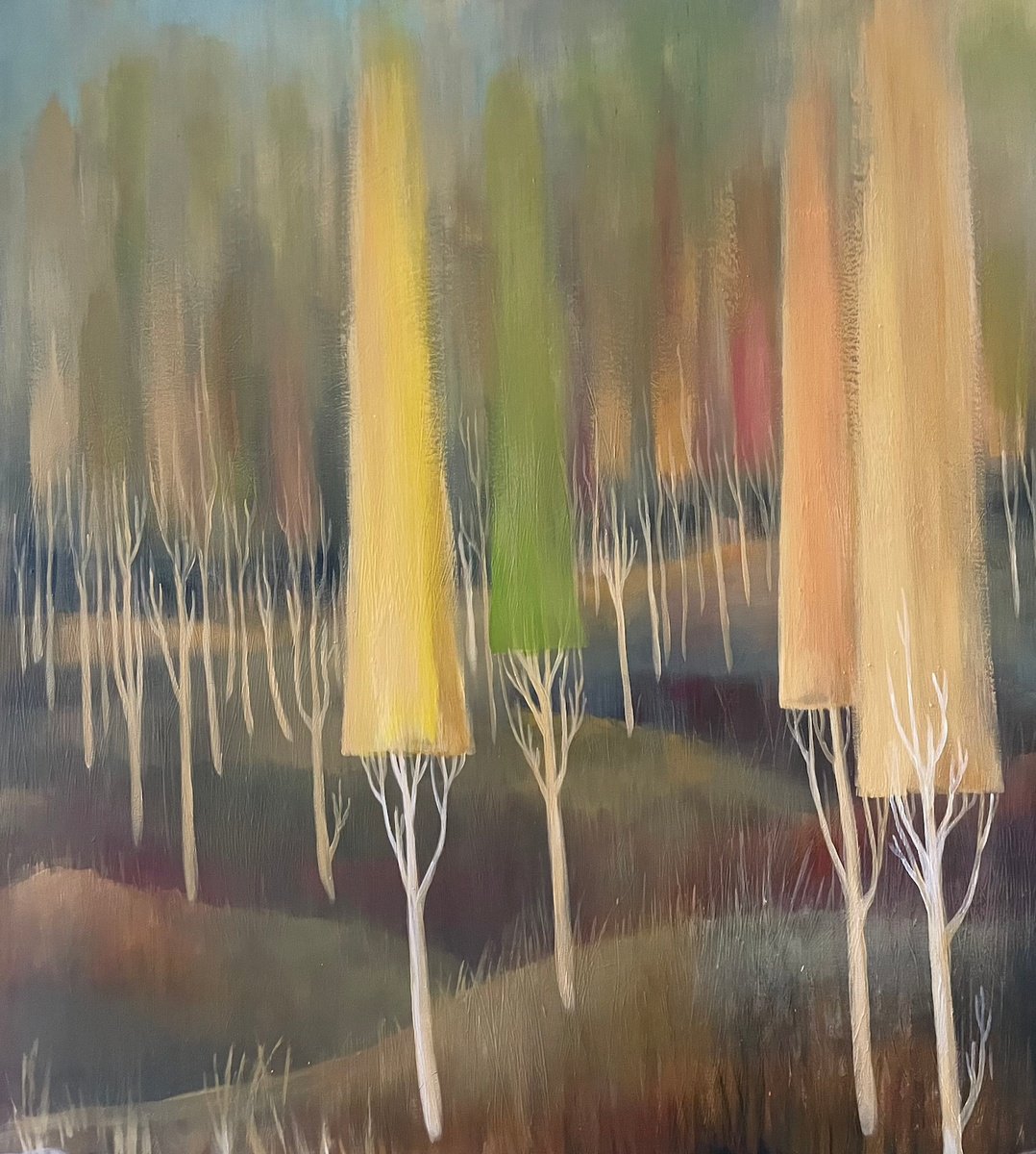 Expressive Landscape Acrylic Painting By Oksana Vasylyeva, 39 X 43", Autumn Equinox, Original Artwork
