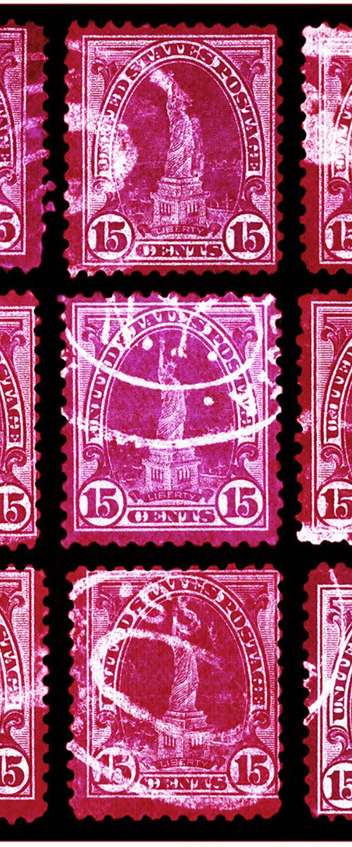 Heidler & Heeps American Stamp Collection 'Liberty' Magenta Mosaic by Richard Heeps